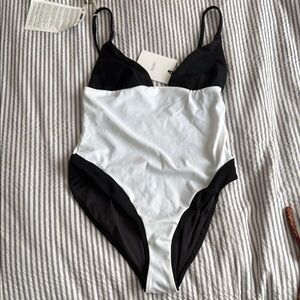 Onia Black and White One-Piece Swimsuit